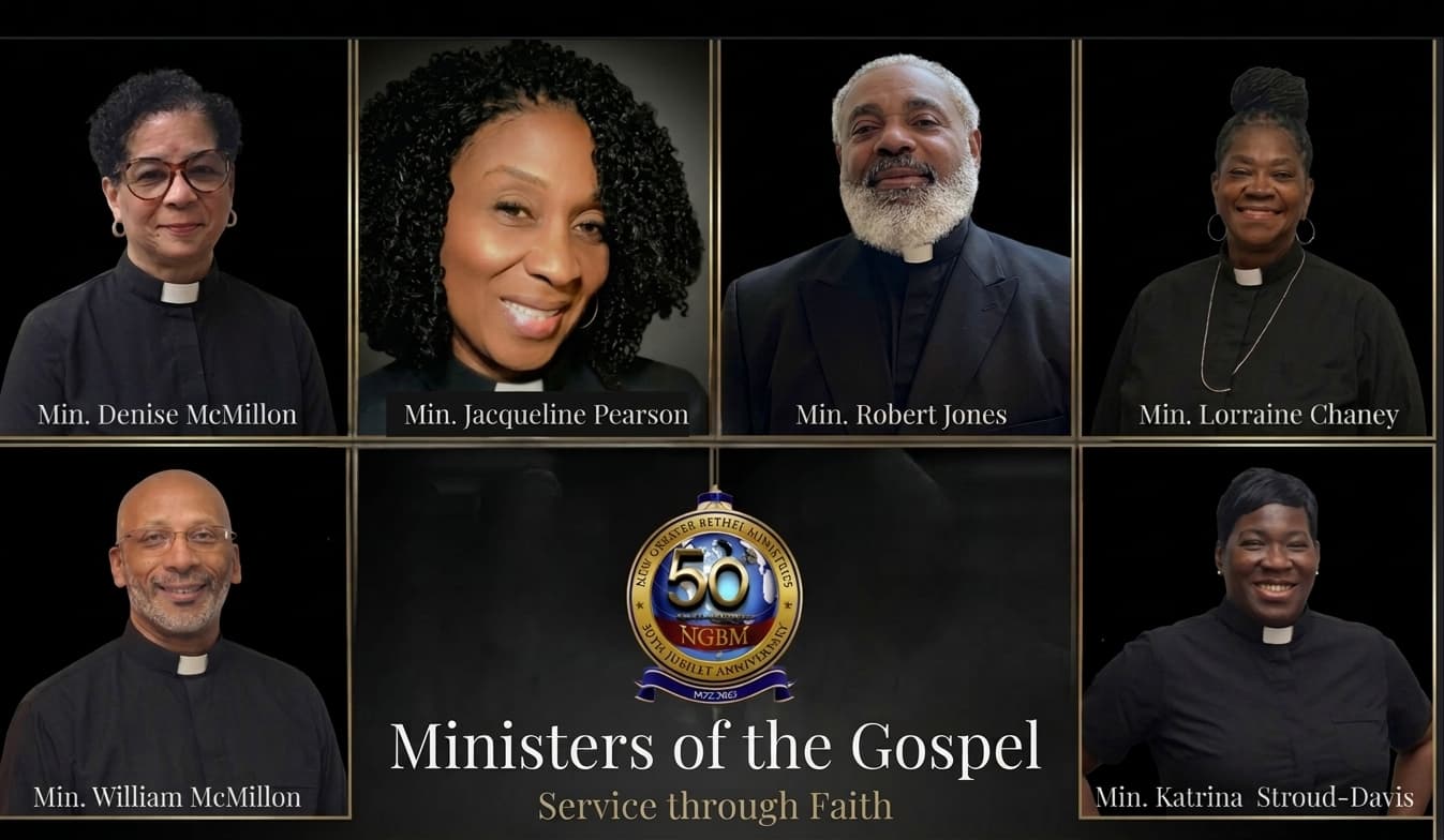 NGBM Ministers of the Gospel: Denise McMillon, Jacqueline Pearson, Robert Jones, Lorraine Chaney, William McMillon, Katrina Stroud-Davis